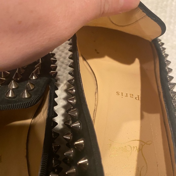 Christian Louboutin Black Spiked Loafers in well loved condition 38.5 - Picture 8 of 16